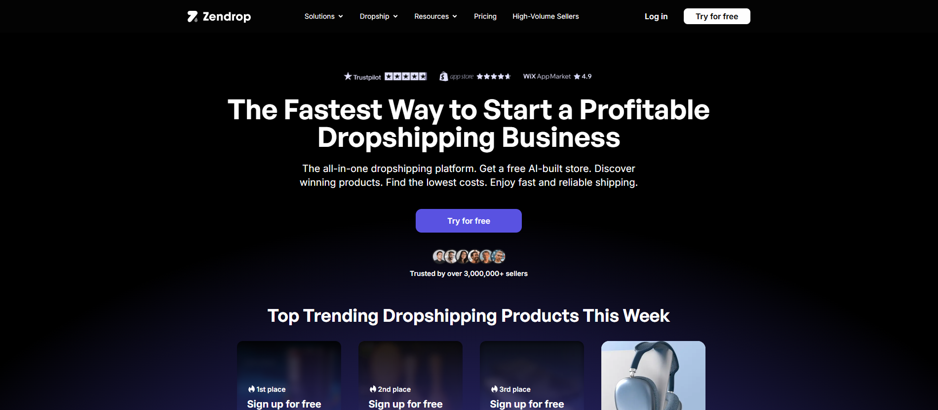 Zendrop homepage