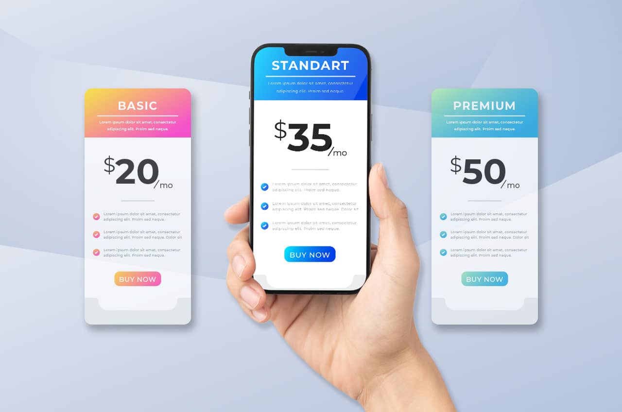 Subscription pricing screens